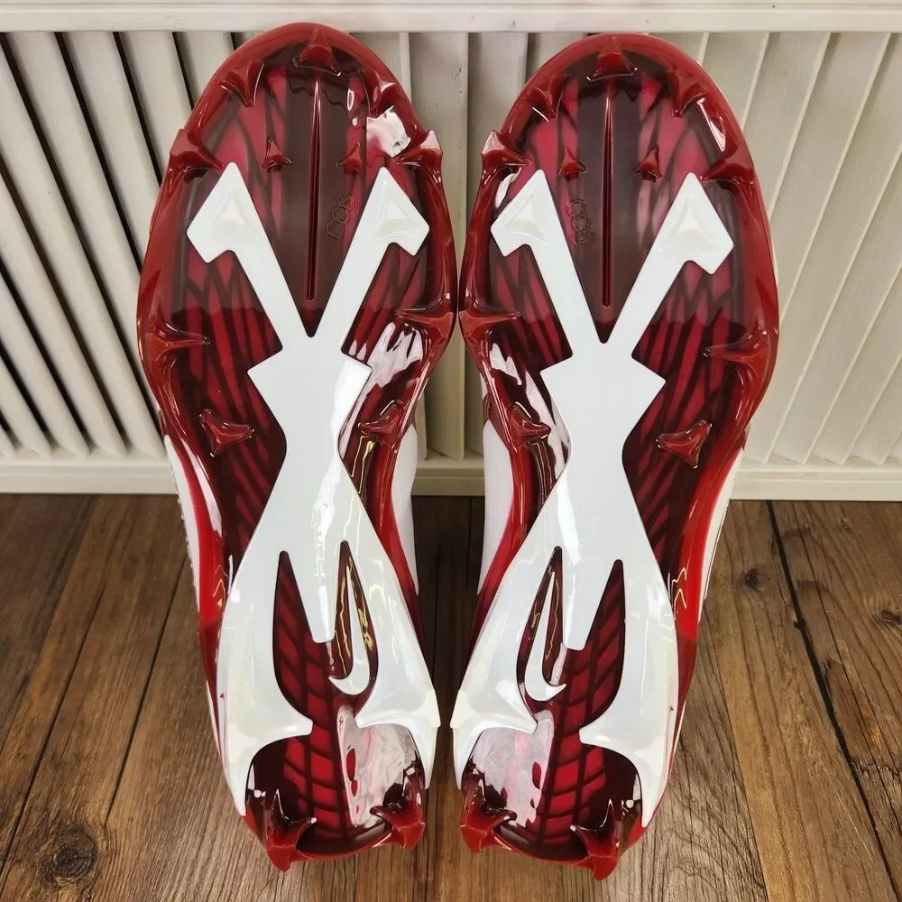 Nike Alpha Menace Elite 3 Mens Size 12.5 White Red Football Cleats DM1792-100
